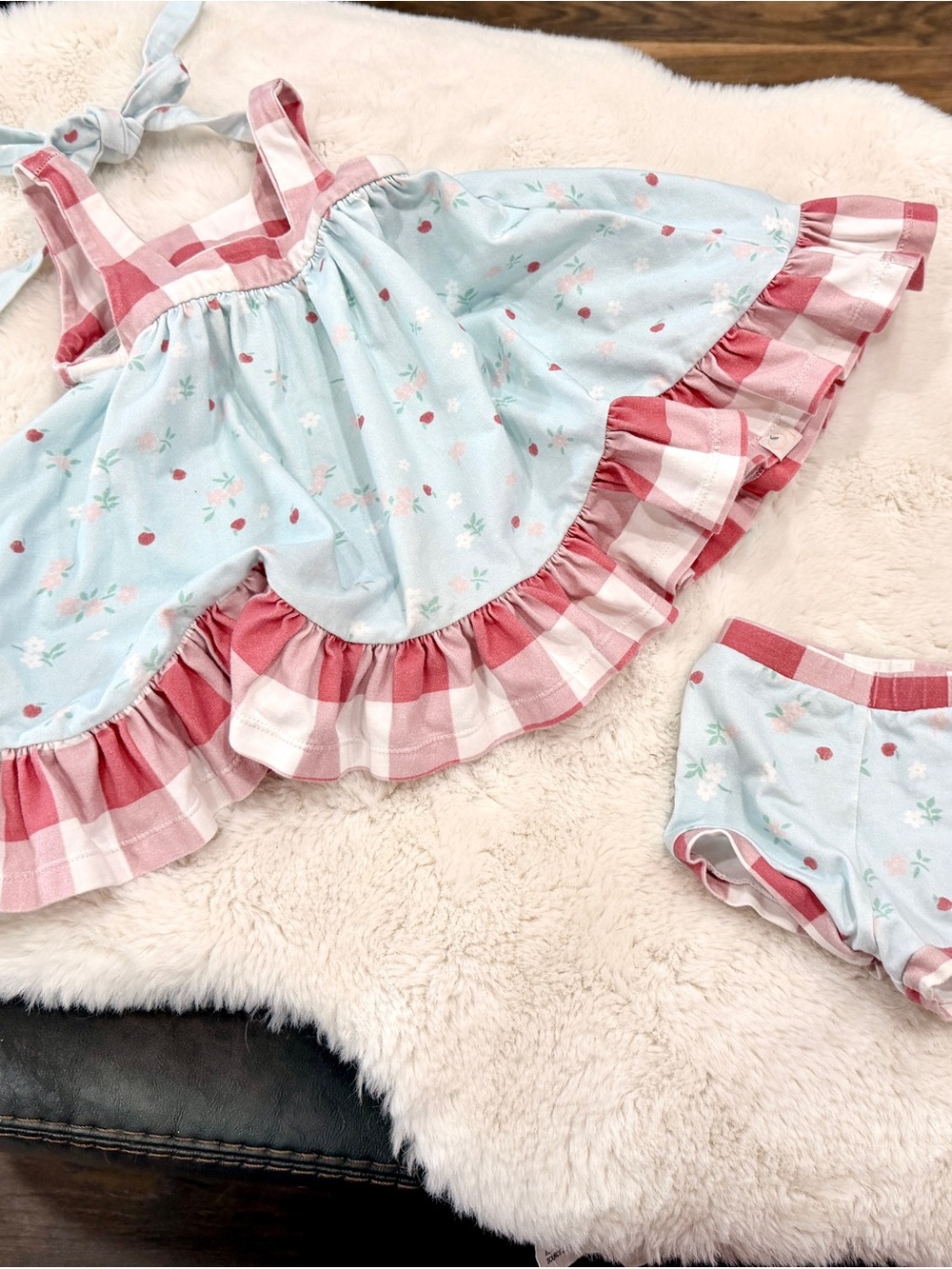 Light Gingham Floral Kids Matching Set